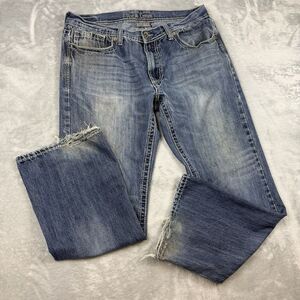 Axe & Crown Jeans Men's 36 x 32 Blue Denim Boot Fit Thick Stitch Faded